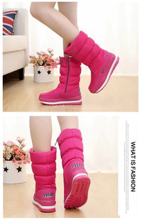 Women's Mid-Calf Platform Snow Boots with Flat Heel