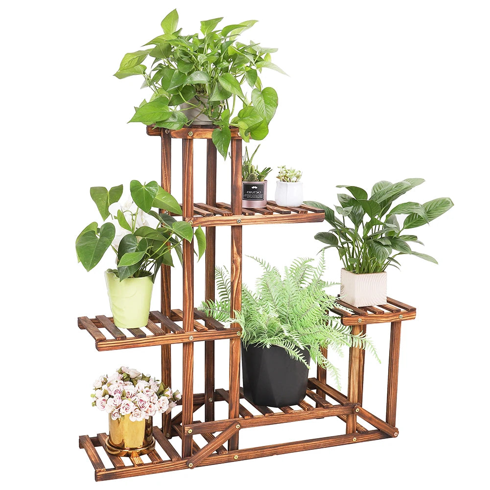 6 Tiered Wood Plant Flower Stand Shelf Planter Pots Shelves Rack Holder Display for Multiple Plants Indoor Outdoor Garden Patio - Buy online at  Vibe In Cart.