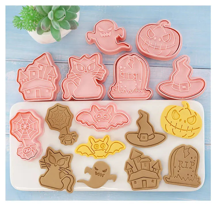 8 Pcs/set Cookie Cutters Plastic 3D Cute Cartoon Pressable Biscuit Mold Cookie Stamp Kitchen Baking Pastry Bakeware - Buy online at  Vibe In Cart.