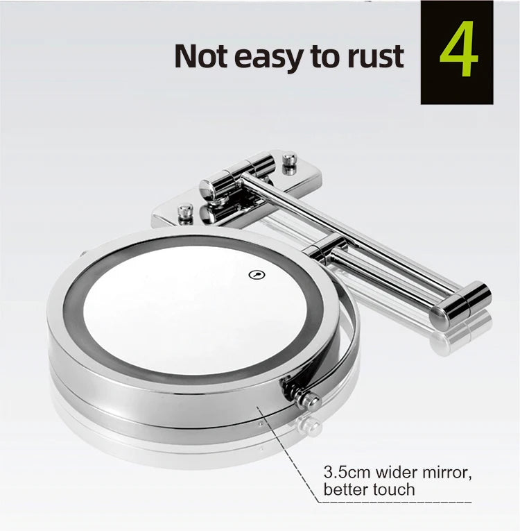 Folding Arm Extend Bathroom Mirror With LED Light 7 Inch Wall Mounted Double Side Smart Cosmetic Makeup Mirrors - Buy online at  Vibe In Cart.