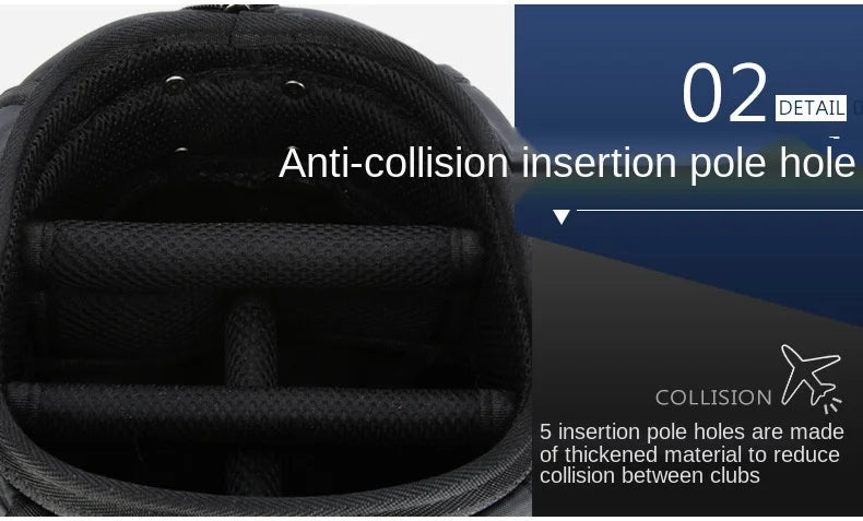 Nylon Golf Bag with Wheels for Aviation, Black and Gray