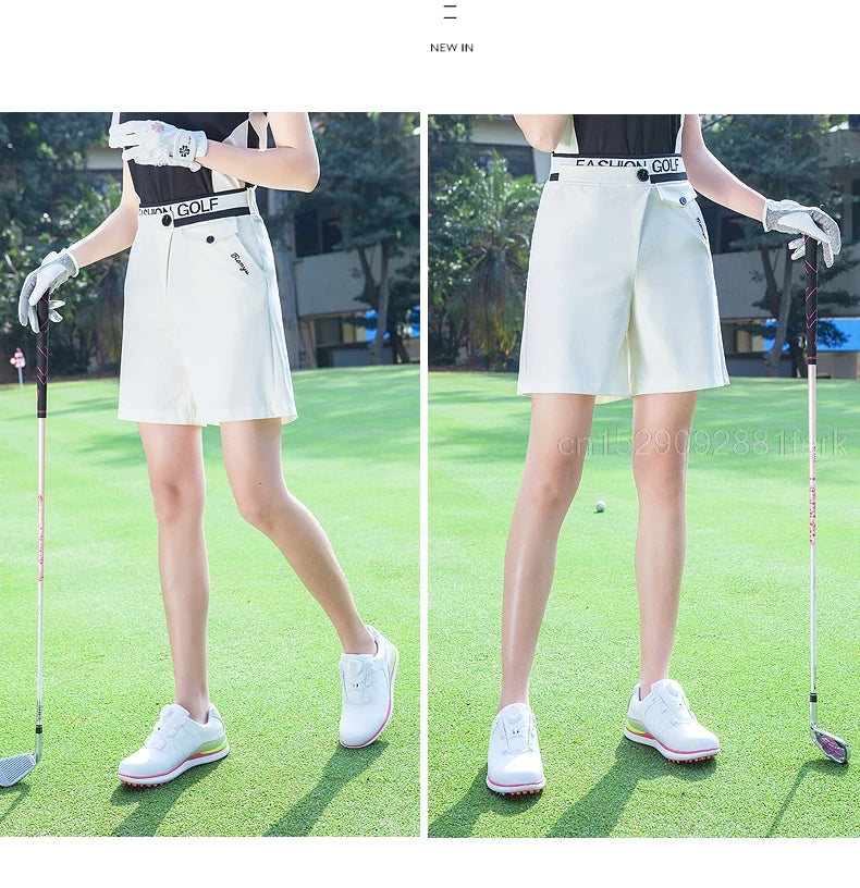 TTYGJ Women High Waist Golf Shorts Summer Quick-dry Sports Trousers Breathable Golf Apparel Ladies Elastic Slim Short Pant XS-XL