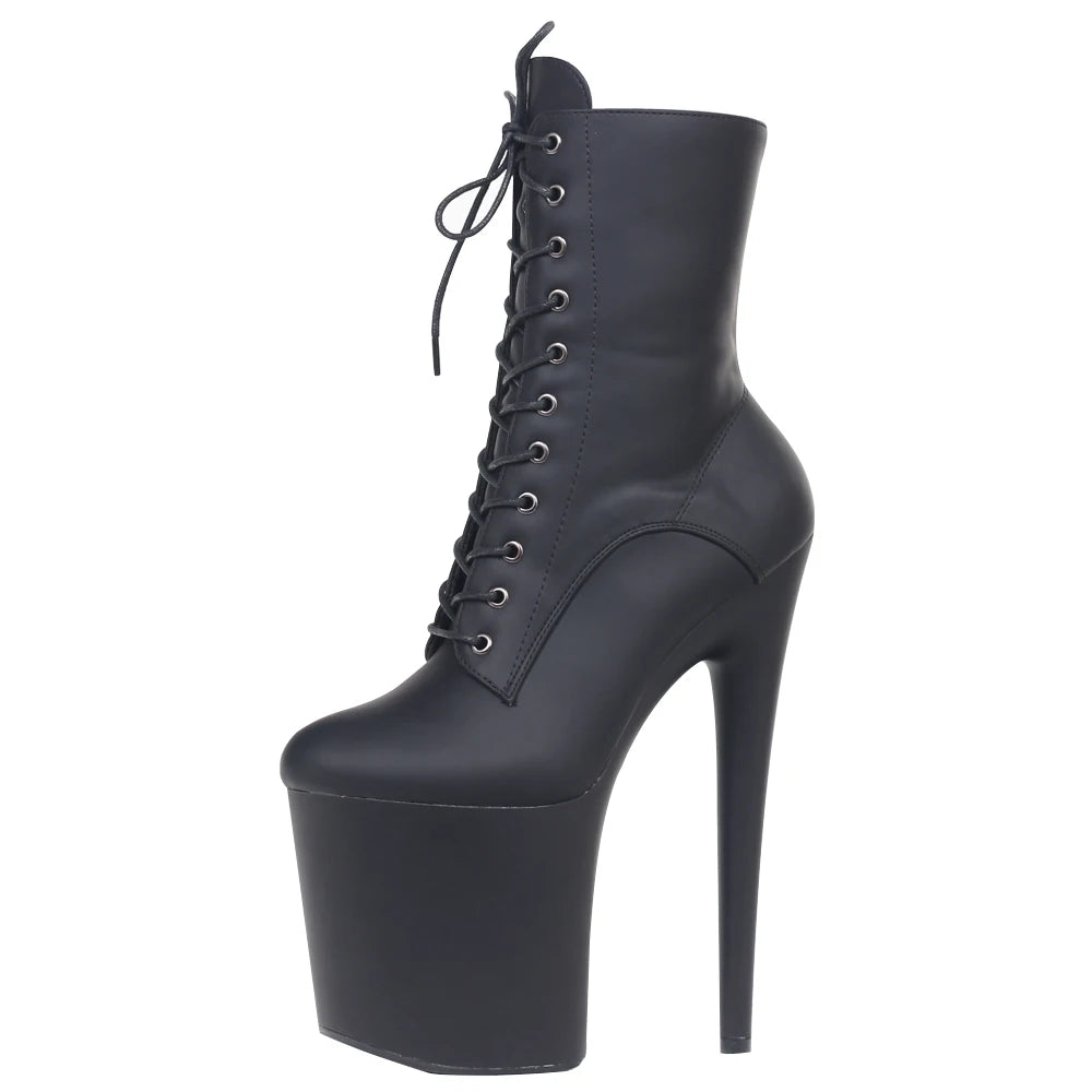 JIALUOWEI INS Style 20CM Extreme High Heels Platform Boots Lace Up Sexy Pole Dancing Ankle Boots Side Zip 5-12 - Buy online at  Vibe In Cart.