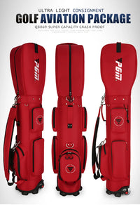 Nylon Golf Bag with Wheels for Aviation, Black and Gray