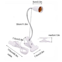 EU US Plug 360 Degrees Flexible Desk Lamp Holder E27 Base Light Socket Gooseneck Clip-On Cable With On Off Switch for Home Plant - Buy online at  Vibe In Cart.