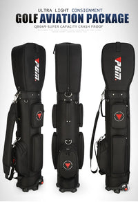 Nylon Golf Bag with Wheels for Aviation, Black and Gray