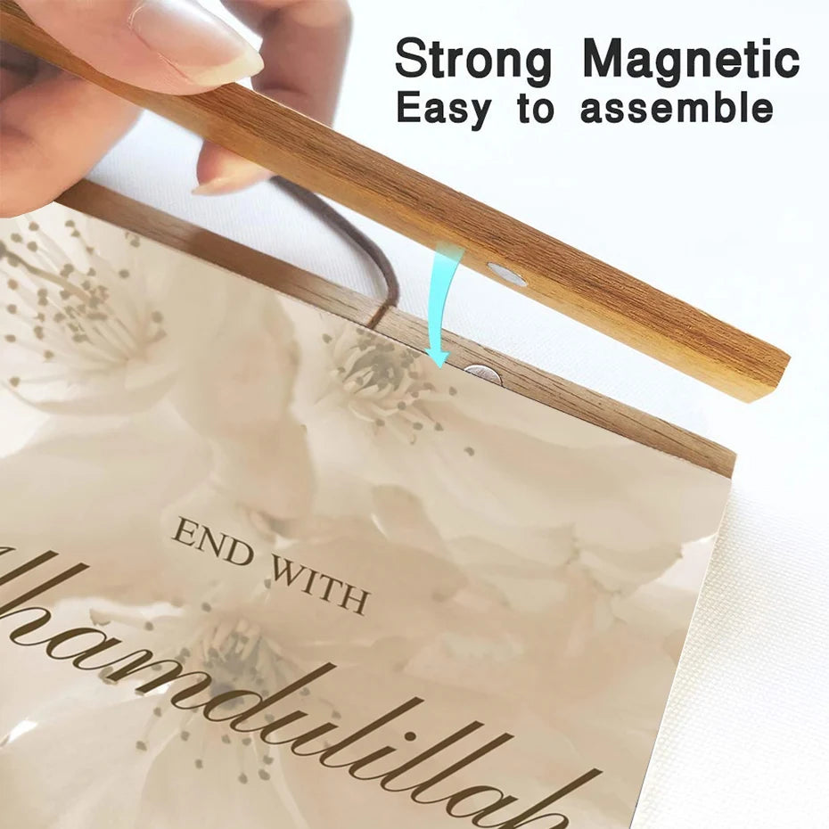 40x50 50x70 60x90 Gold Silver Magnetic Poster Hanger Golden Black Walnut Wood Painting Photo Frame Canvas Scroll Wall Magnet - Buy online at  Vibe In Cart.