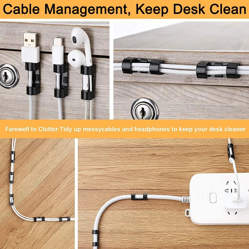 Cable Organizer Clips for Desktop and Wall USB Management
