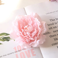 Artificial Silk Peony Flower Heads, 15 Pieces, 13cm Diameter, Red Pink Green