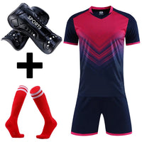 Men's and Boys' Polyester Football Jersey Set with Socks and Shin Guards