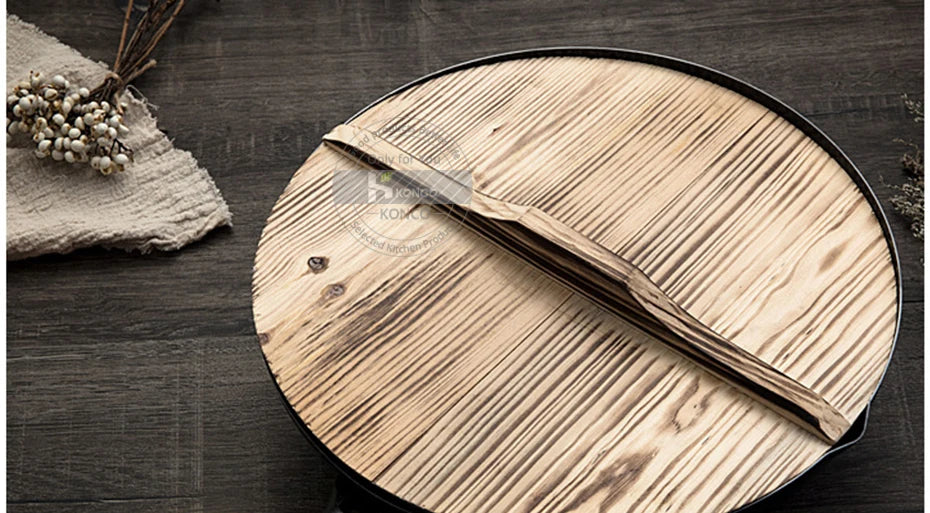 Cast Iron Wok Pan 32cm for Gas and Induction Cookers