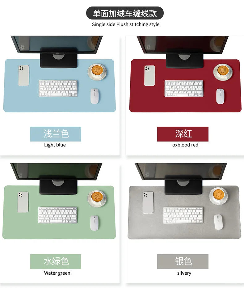 Large White Gaming Mousepad Waterproof Non-Slip PU Leather