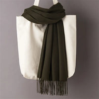 Women's Long Polyester Tassel Scarf with Solid Color