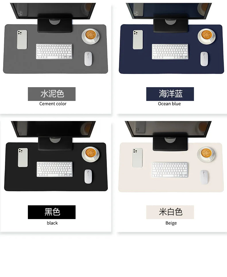 Large White Gaming Mousepad Waterproof Non-Slip PU Leather