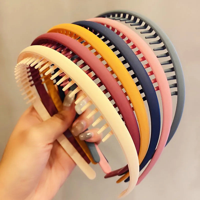 Women Simple Colorful Matte Toothed Hairbands Broken Hair Finishing Headband Outdoor Hair Hoop Headwear Fashion Hair Accessories - Buy online at  Vibe In Cart.