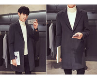 2024 Spring Autumn New Long Cotton Coat New Wool Blend Pure Color Casual Business Fashion Men's Clothing Slim Windbreaker Jacket - Buy online at  Vibe In Cart.