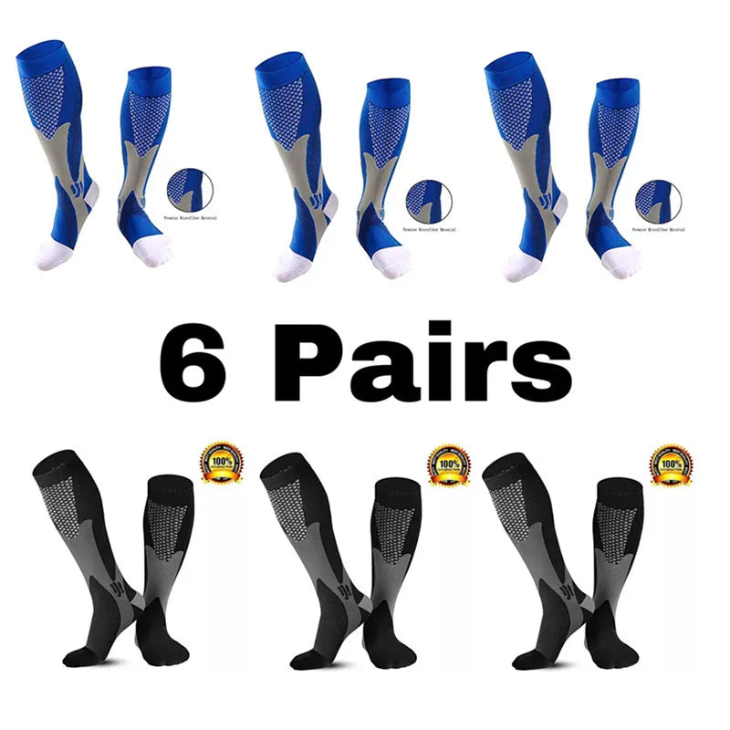 Men's Crew Length Compression Socks for Sports, Size EU 41-45