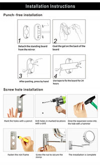 7 Inch Wall Mounted Double Sided Bathroom Mirror with LED Light and Magnifying