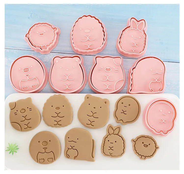 8 Pcs/set Cookie Cutters Plastic 3D Cute Cartoon Pressable Biscuit Mold Cookie Stamp Kitchen Baking Pastry Bakeware - Buy online at  Vibe In Cart.