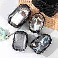 Black Transparent Portable Cable Organizer Bag for Travel Accessories