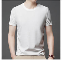 Men's Polyester Short Sleeve Round Neck T-Shirt for Spring and Summer