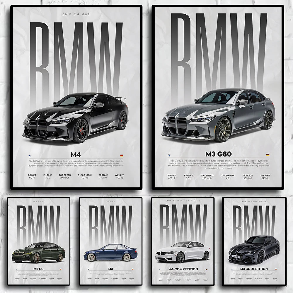 Black Famous Cars Competition Poster Picture Mural Modern Canvas Painting Wall Art Home Decoration Print for Living Room Decor - Buy online at  Vibe In Cart.