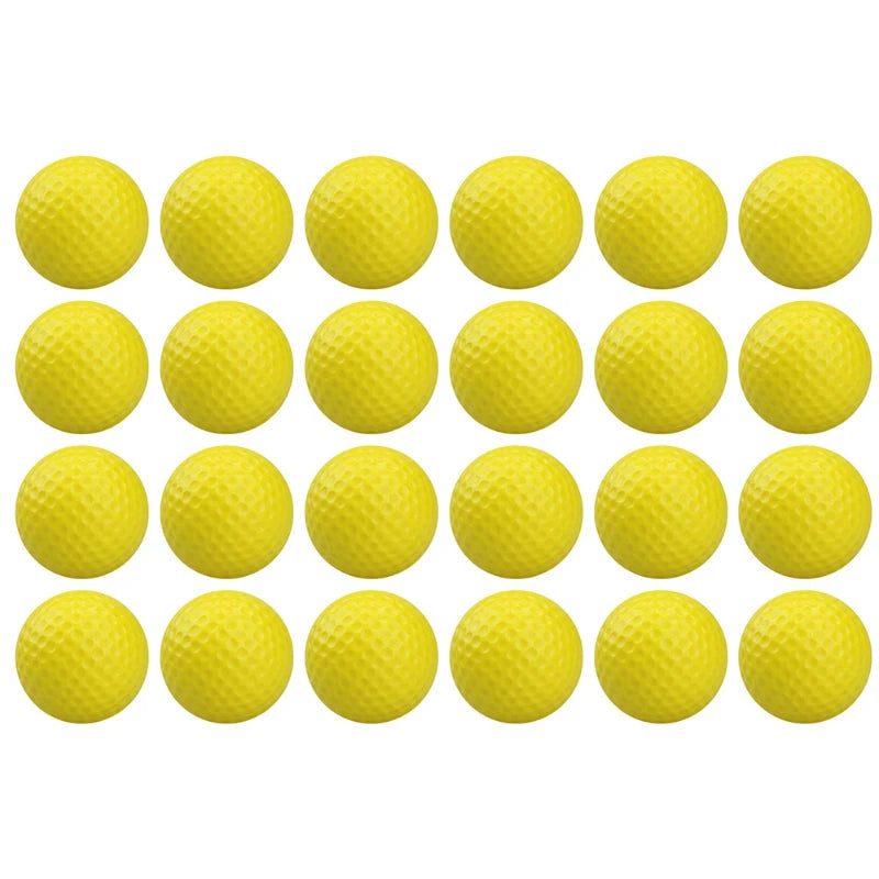 Set Of 4 4.2 Inch Yellow Solid Plastic Elastic Golf Balls