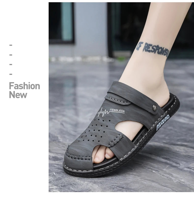 Men's Baotou Sandals Summer new Outdoor Cool Breathable Anti slip Waterproof Beach Shoes Soft Sole Fashion Dual purpose Slippers - Buy online at  Vibe In Cart.