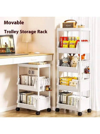 Multi-Tier Rolling Storage Cart, Slim Rolling Cart with Storage Bins and Hooks - Space-Saving Organizer, 360° Rotating Storage C - Buy online at  Vibe In Cart.
