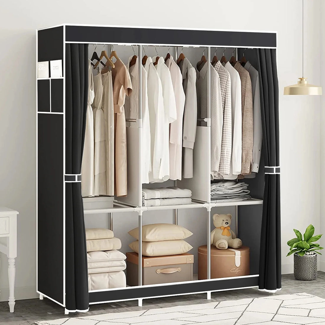 Portable Closet 51-Inch Dustproof Wardrobe Organizer Multi-laye Home Storage Rack Clothes Bedroom Shoe Quick and Easy to Assembl - Buy online at  Vibe In Cart.