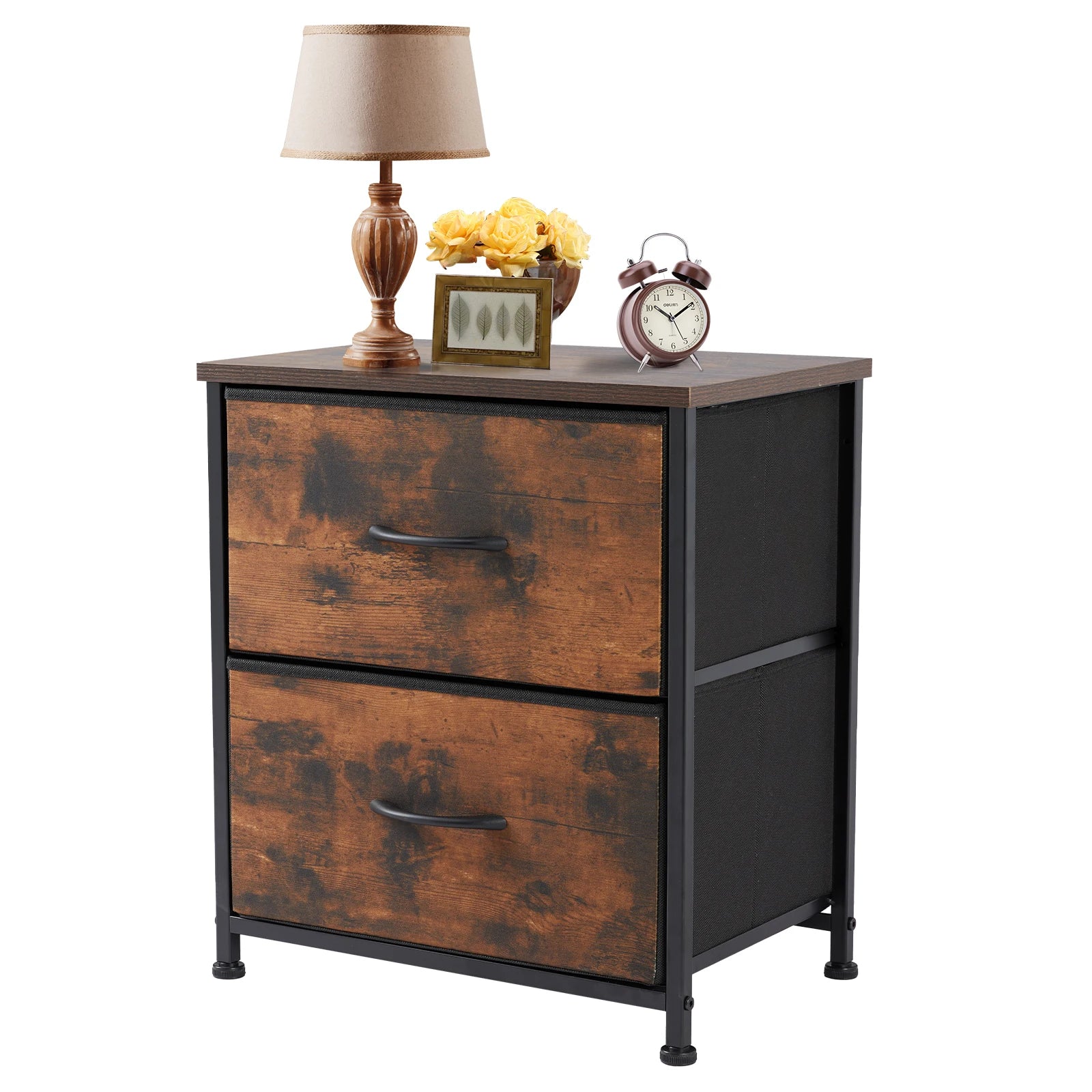 JHK Nightstand Bedside Coffee Sofa Tea Table Storage Closet Chest Clothes Display For Bedroom 2 Fabric Drawers Cabinet Furniture - Buy online at  Vibe In Cart.