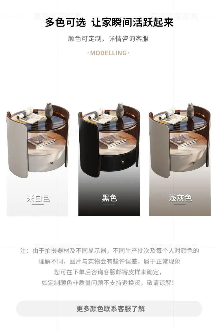 Modern Italian Round Bedside Table: Minimalist Design, Luxury & High-End Storage for Home Bedrooms - Buy online at  Vibe In Cart.