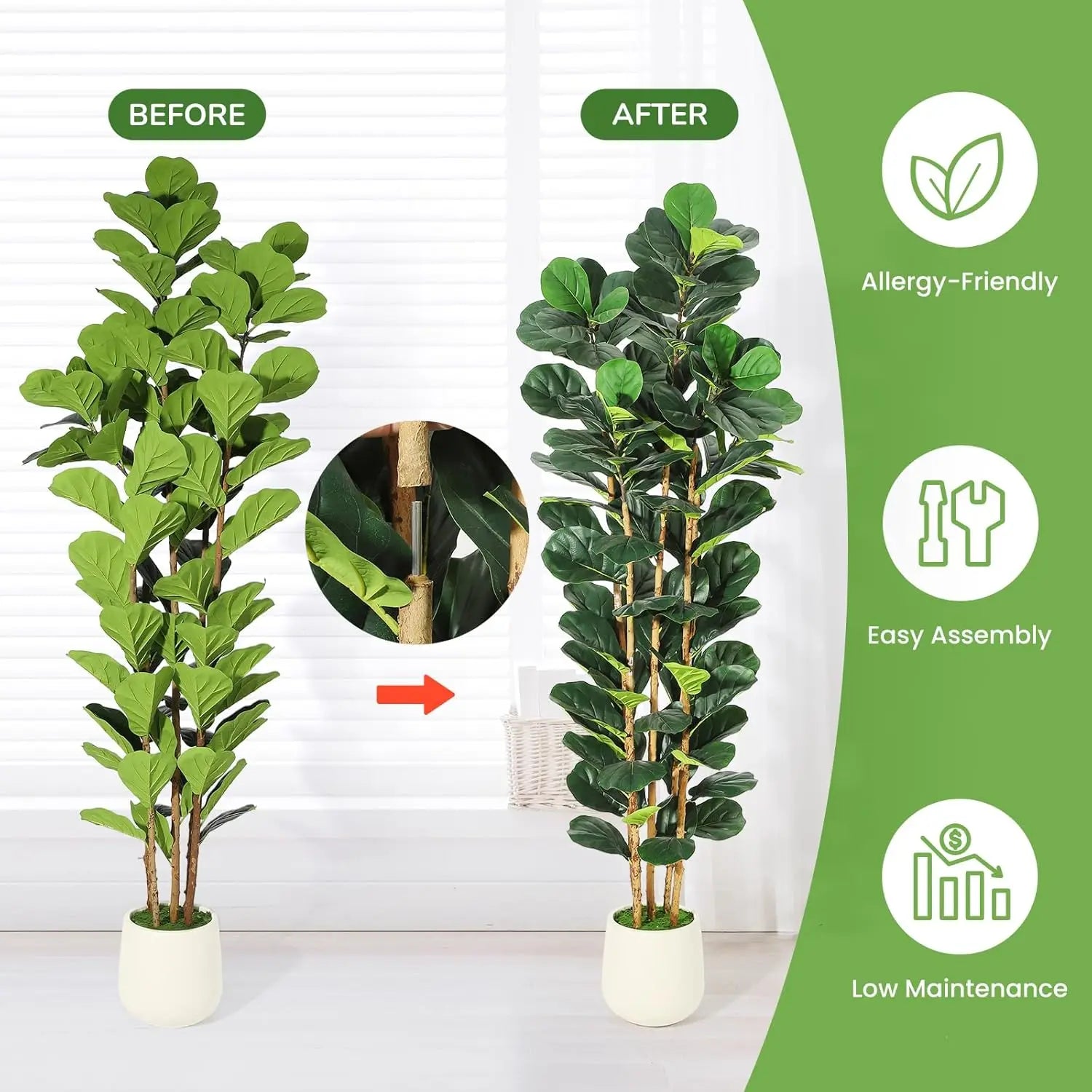 5/6/7 FT Artificial Fiddle Leaf Fig Tree with Pot Faux Trees with Artificial Plants Fiddle Leaves Greenery Fake Tree for Home - Buy online at  Vibe In Cart.
