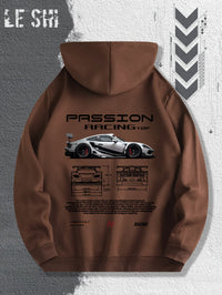 Men'S Passionate Racing Graphic Hoodie Featuring Race Cars and Sports Car Illustrations, Perfect for Everyday Wear - Buy online at  Vibe In Cart.