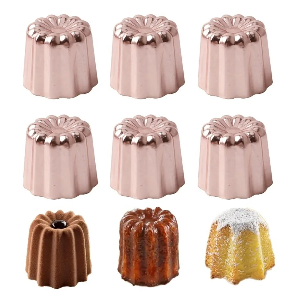 6pcs French Reve Cake Mold Non-stick Aluminum Canele Mousse Muffin Pudding Mold for Home DIY Canele Baking Creative Bakeware - Buy online at  Vibe In Cart.
