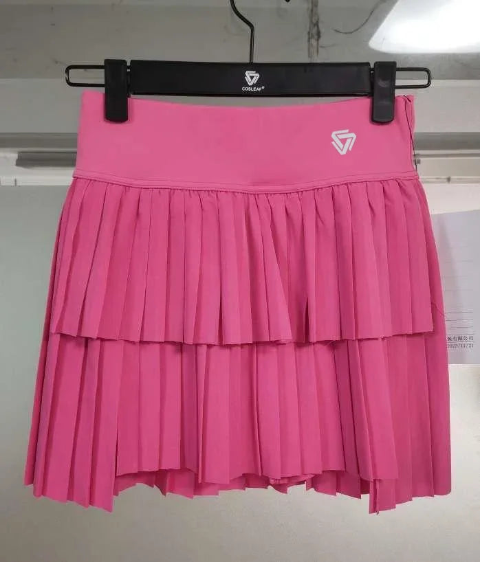 Women's Mini Pleated Sports Skort with Pockets and Double Layer