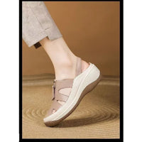 2025 New Genuine Leather Mom Sandals Women Peep-Toe Wedge Soft Sole Hollow-Out Breathable Slip-Resistant Casual Shoes - Buy online at  Vibe In Cart.