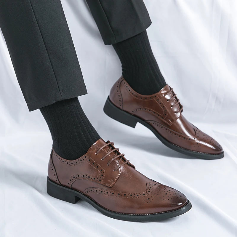 Men's leather shoes for business, retro, breathable, formal, wedding, leisure, business, and work - Buy online at  Vibe In Cart.