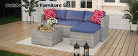 5 Piece Outdoor Patio Furniture Set with Coffee Table, Rattan Deck Conversation Sofa Set, All-Weather Sectional Rattan Sofa with - Buy online at  Vibe In Cart.