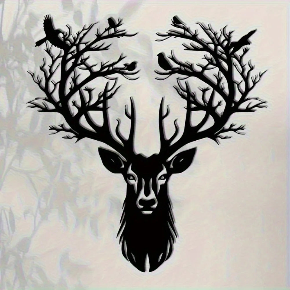 1-Piece 15.75×14.72-Inch Deer-Tree Metal Wall Sculpture | Halloween & Christmas Gift, Metal-Carved Indoor/Outdoor Decor - Buy online at  Vibe In Cart.
