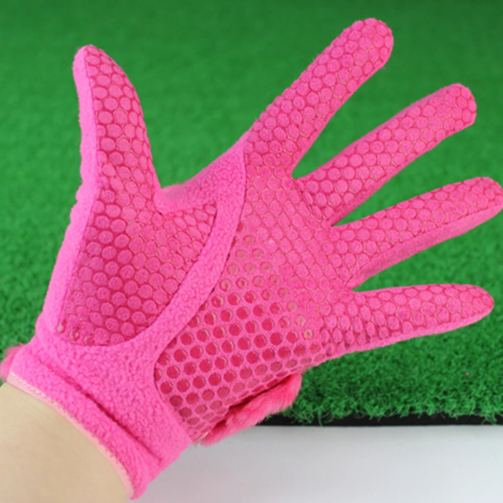 1Pair Fashion Women Winter Warm Gloves Faux Fur Suede Golf Gloves Thick Plus Velvet Anti-slip Female Driving Skiing Gloves - Buy online at  Vibe In Cart.
