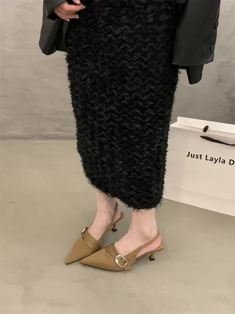 Pointy High Heeled Sandals Women's Buckle Brand Casual Fashion Slippers Sexy Slingback Shoes Sweet Muller Beach Sandals Women - Buy online at  Vibe In Cart.