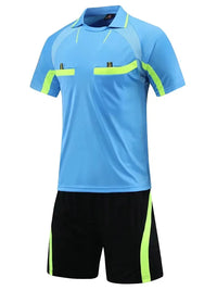 Men's Polyester Soccer Referee Uniform with Jersey and Shorts