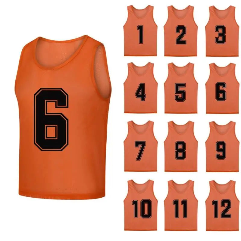 12 PCS Men's Football Pinnies Quick Drying Soccer Jerseys Youth with Numbers Basketball Team Practice Sports Training Vest - Buy online at  Vibe In Cart.