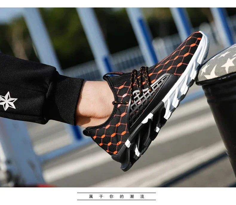 Men's Casual Canvas Sports Shoes With Checkered Pattern