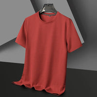 Men's Short Sleeved Waffle Cotton Round Neck T-Shirt