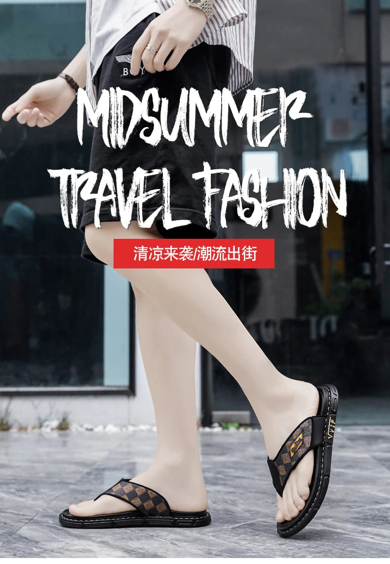 Men's Casual Flip-Flop Sandals with Microfiber Upper and PVC Outsole