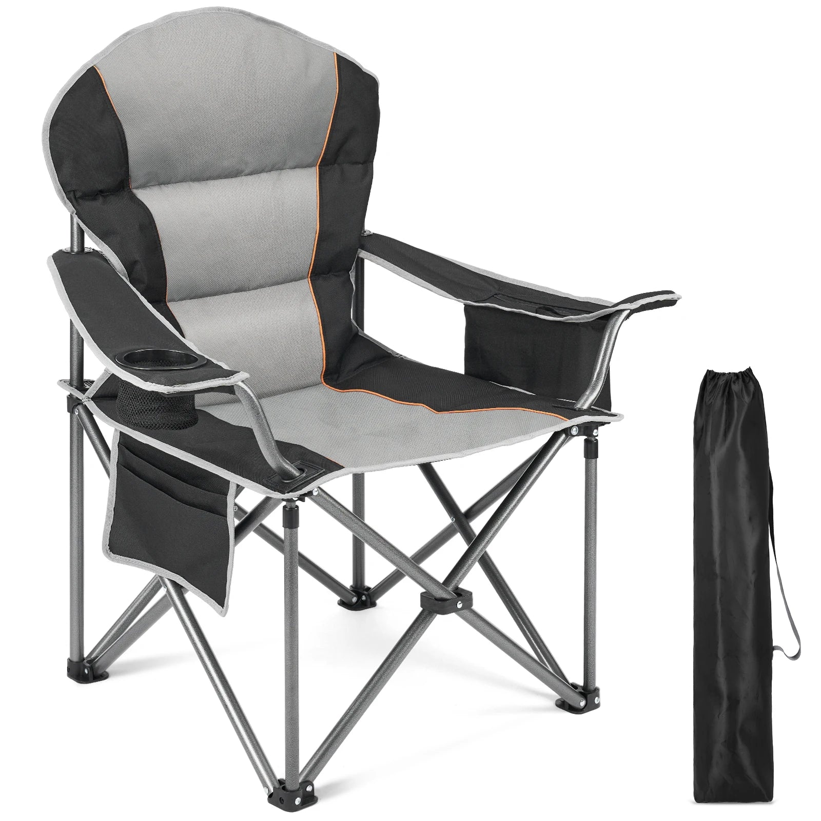 JHK Heavy Duty Camping Chair 450lbs Capacity Portable Folding Chair with Cup Holder Sturdy Steel Frame Outdoor Chair for Camping - Buy online at  Vibe In Cart.
