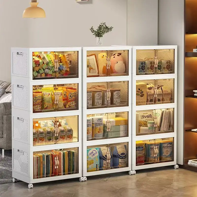 Folding storage cabinet, multi-layer large capacity, simple and modern transparent storage cabinet, clothes and toys storage - Buy online at  Vibe In Cart.