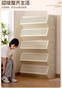Multi-Layer Shoe Cabinet with Door for Dust-Proof Storage